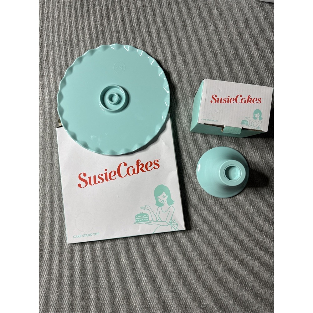 Susie Cakes Cake Stand And Base NIB Turquoise